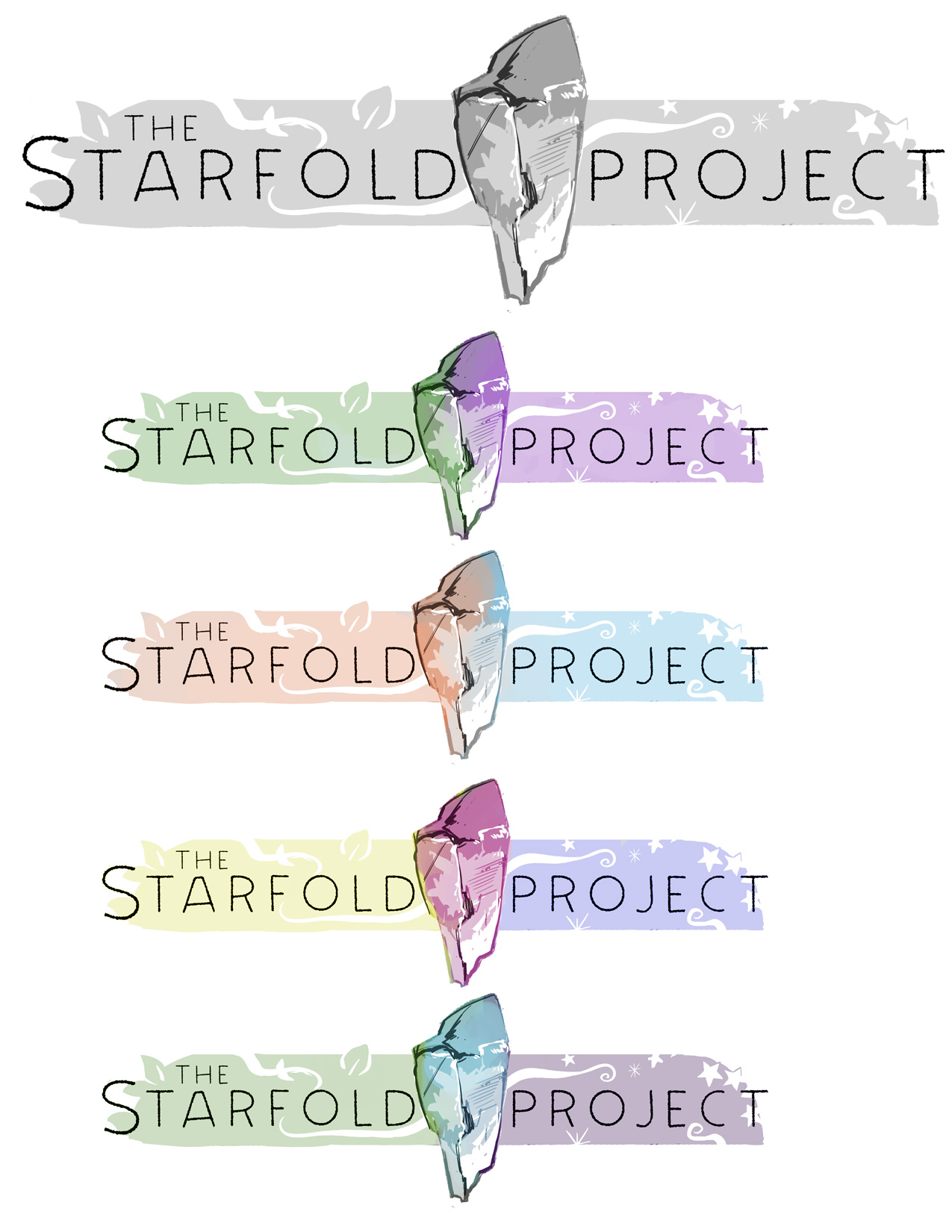 B&W and then several color sketches for 'The Starfold Project'